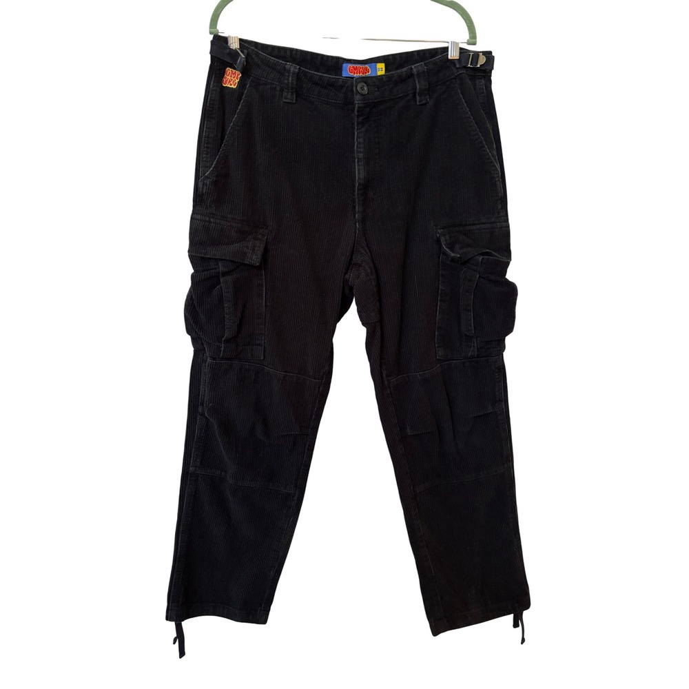 Empyre Relaxed Fit Corduroy Cargo Pants Black Mens 32 Adjustable Waist Skate